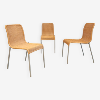 Lot de trois chaises osier par Miki Astori