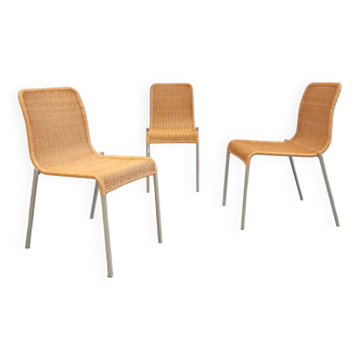 Set of three wicker chairs by Miki Astori