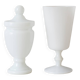 Vase et bonbonnière vintage en opaline blanche