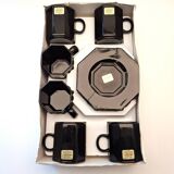 Sophisticated Black Coffee Set – 6 Cups & Saucers (1970s)