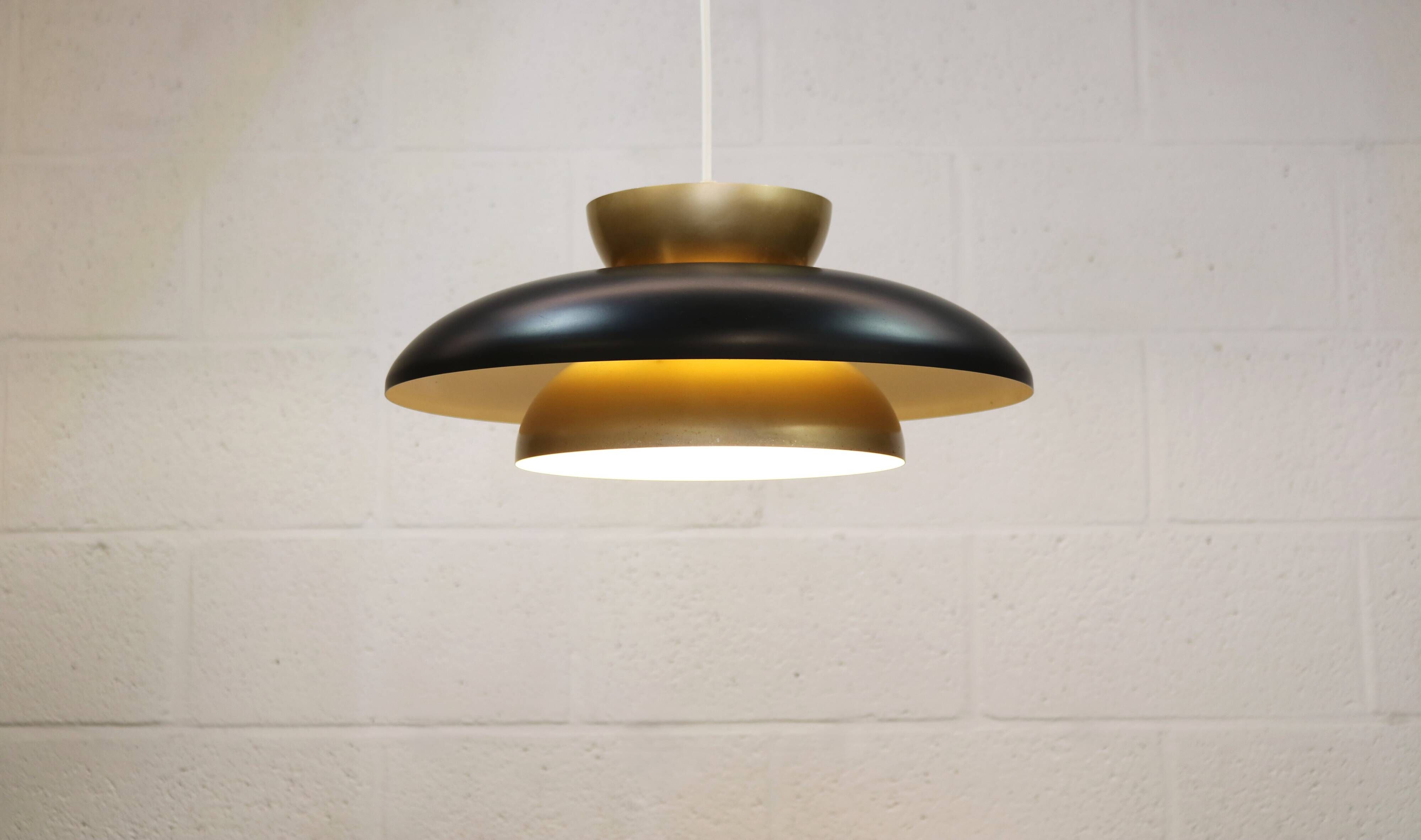 Rare black and golden colored Danish Pendant Lamp - Fog and Morup  - Denmar