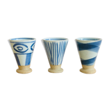 Set of 3 hand-painted sandstone sake cups