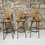 Set of 3 vintage 1970s bar stools
