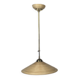 Telescopic brass and pencil reed rattan bamboo hanging pendant lamp, Italy 1970s