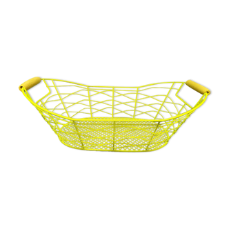 Green griddled fruit basket Handles wood brocanteespritdantan