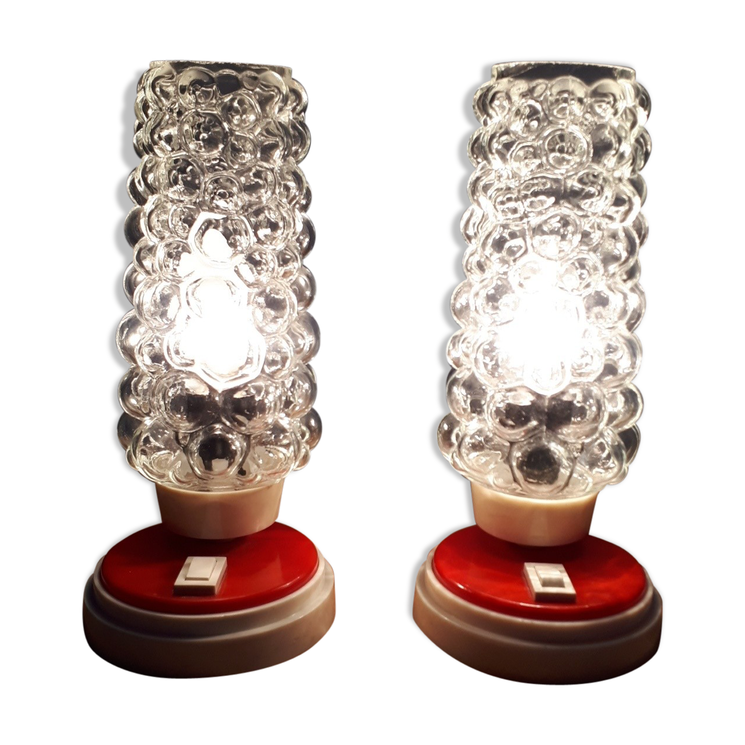 Bedside glass bubbles lamps 1960-1970s