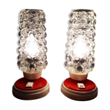 Bedside glass bubbles lamps 1960-1970s