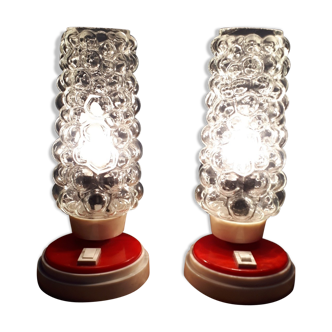 Bedside glass bubbles lamps 1960-1970s