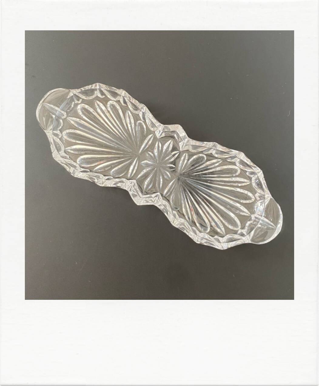 Small chiseled glass dish