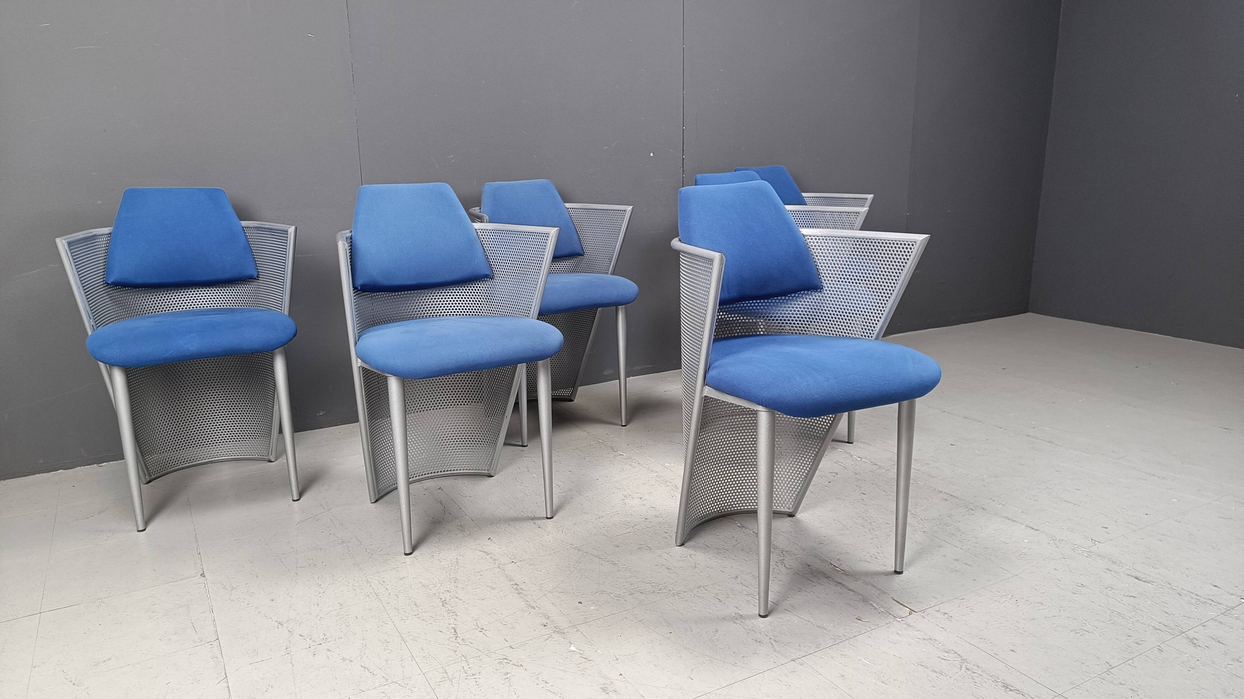 Set of 6 postmodern dining chairs, 1980s