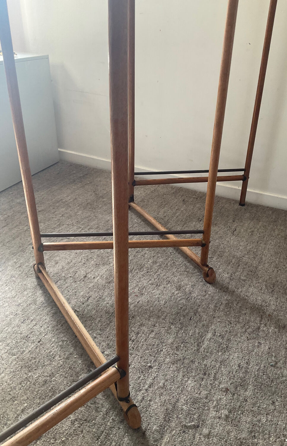 Paravent vintage des années 60 en bois et rotin