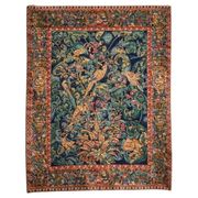 Mid Century wall tapestry with birds, animals, and leaves, Belgium 1960s.