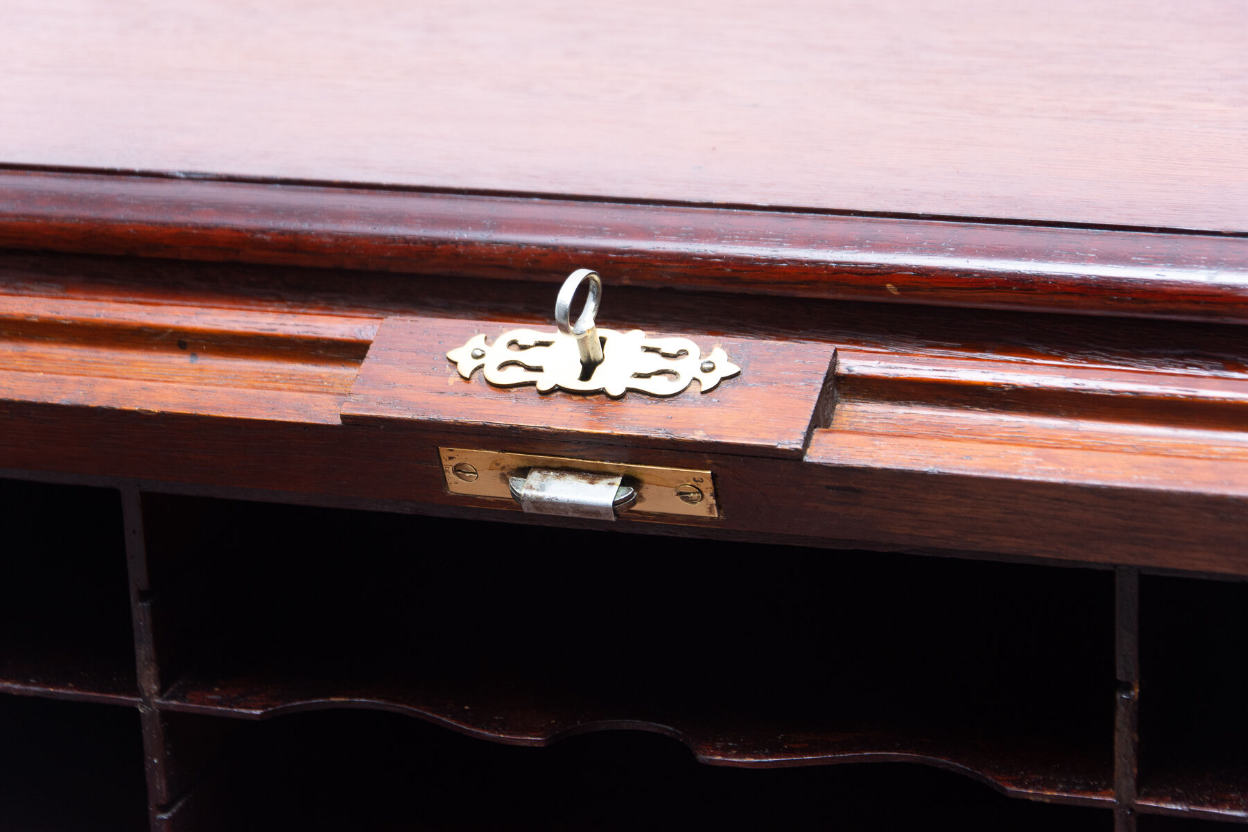 Antique roller blind writing desk 1930s, United Kingdom