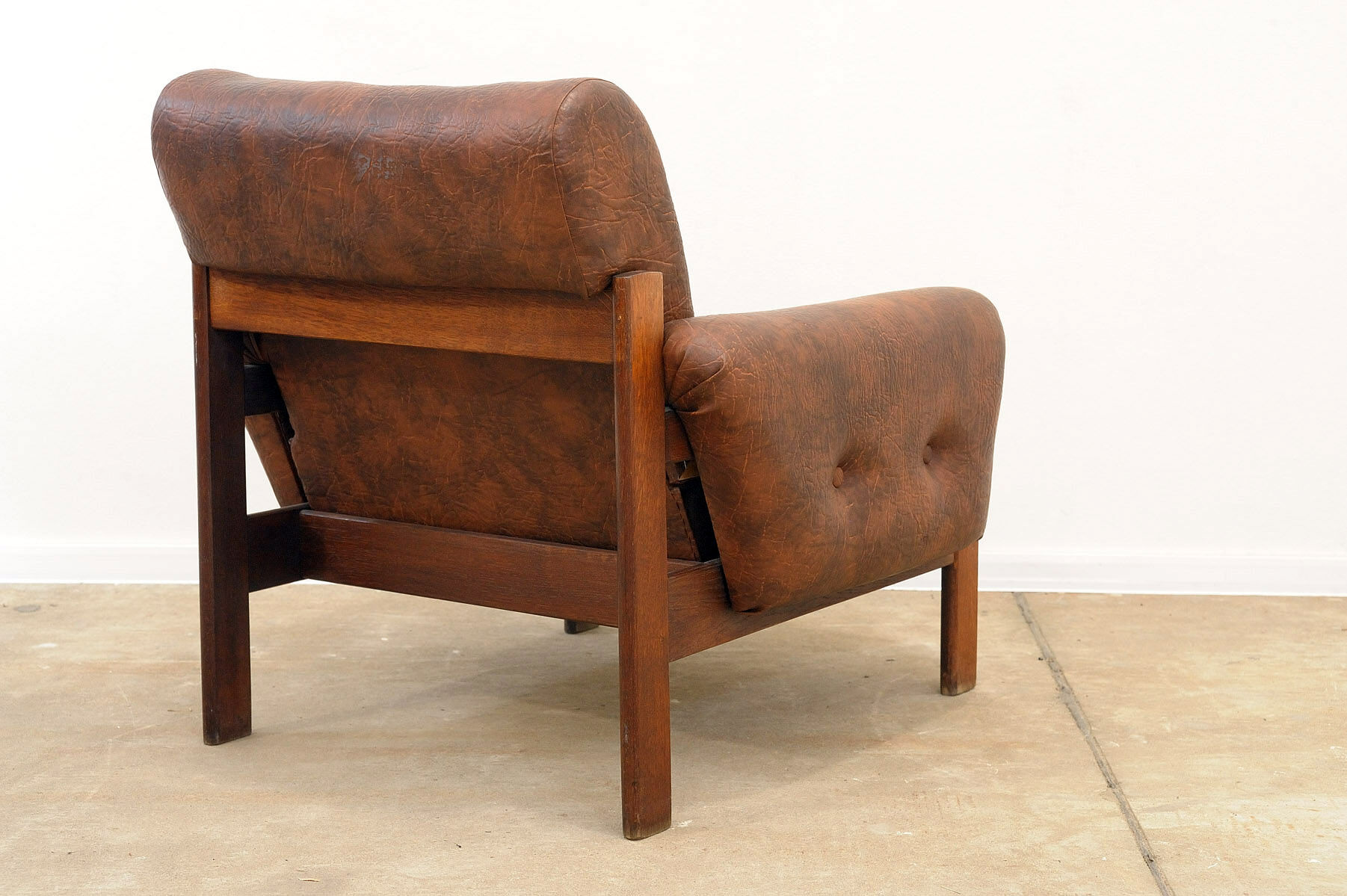 Ensemble de salon en similicuir vintage, années 1970, Tchécoslovaquie