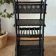 Vintage 50's black lacquered bamboo trolley
