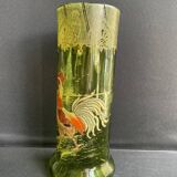 Vase « Nancy au coq émaillé» vert antique F. T. Legras