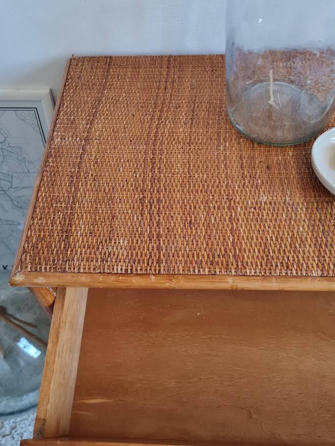 Commode en rotin, circa 1970