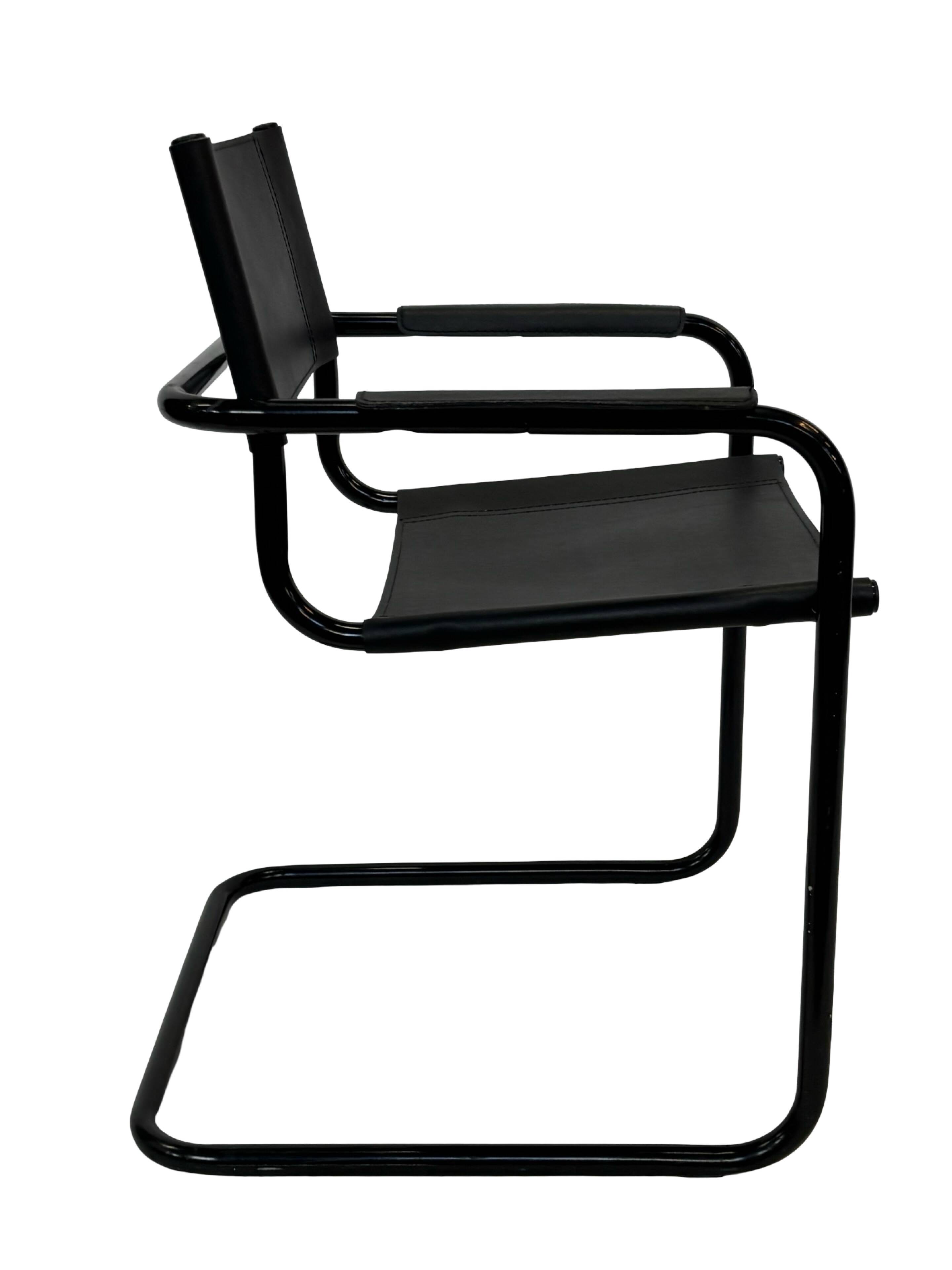 Set of 4 Bauhaus cantilever chairs in black imitation leather design
