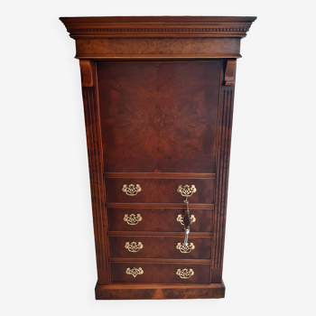 Secretary style gun cabinet, mahogany wood, 20th century mag storage chest