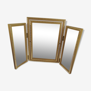 Miroir à poser triptyque cadre doré 72x50cm