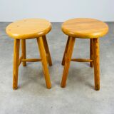 Pair of vintage pine stools