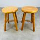 Pair of vintage pine stools