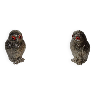 Owl metal salt and pepper shakers