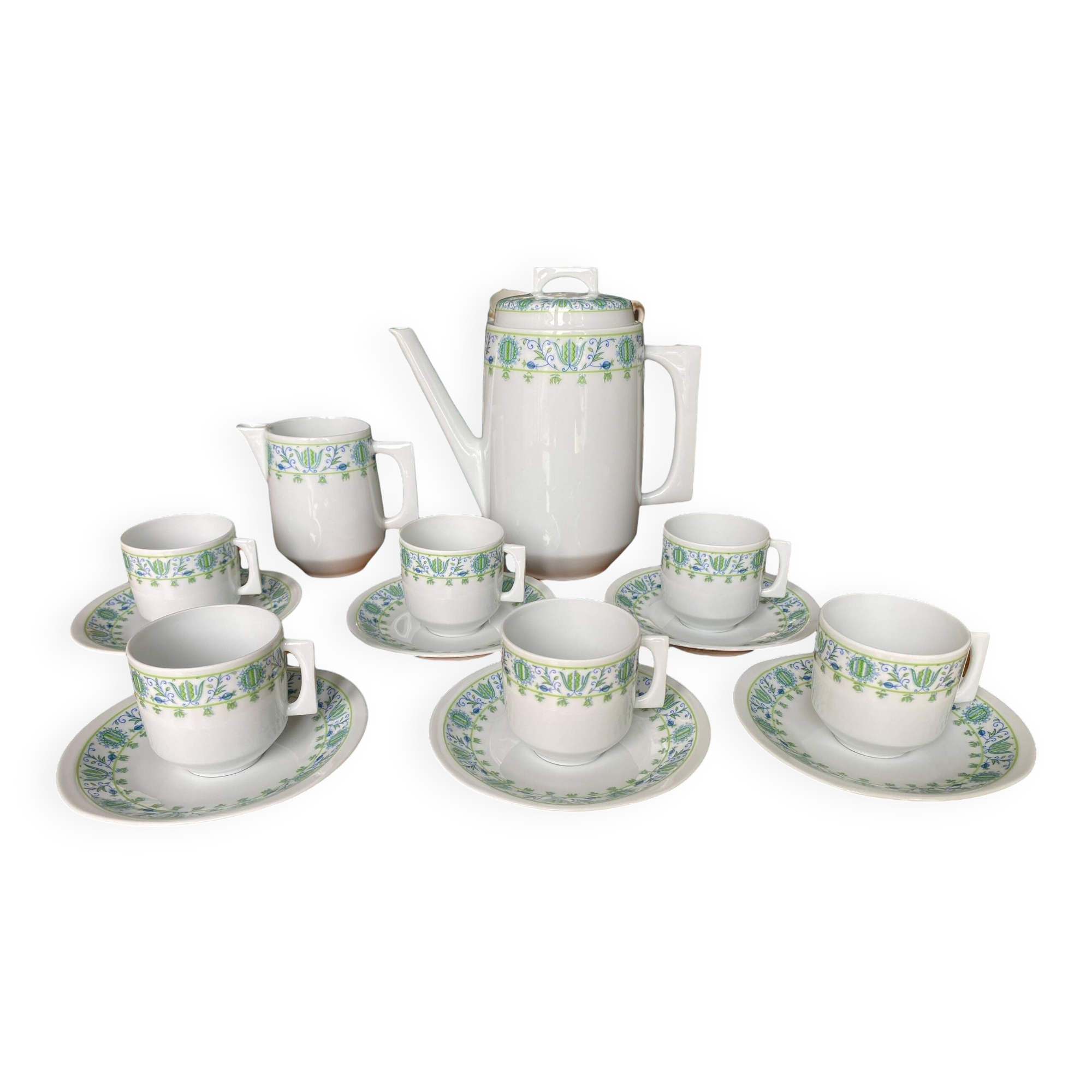 Vintage Limoges porcelain coffee set Bernardaud Eridan Design 1970