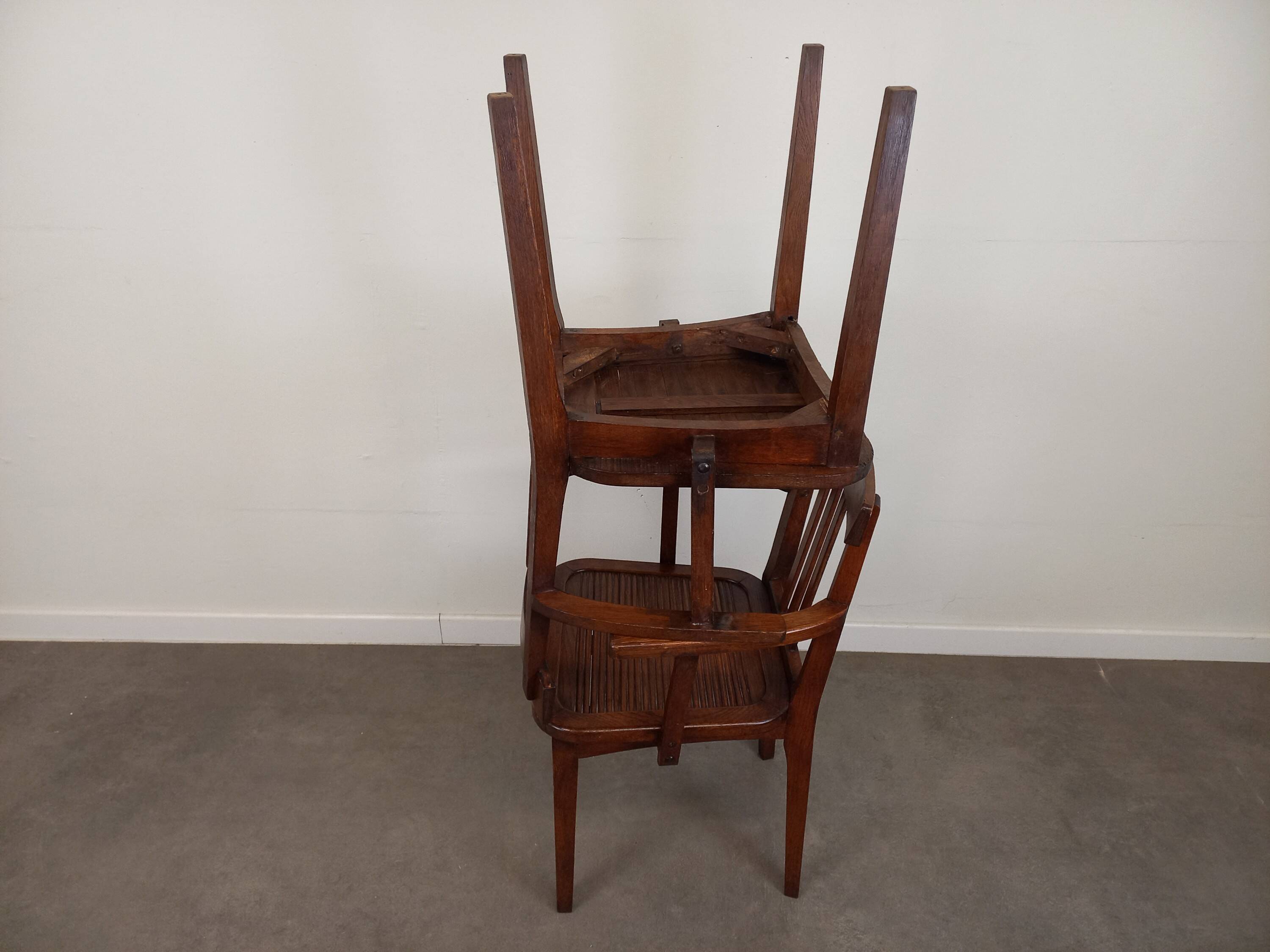 Pair of wooden bridge armchairs