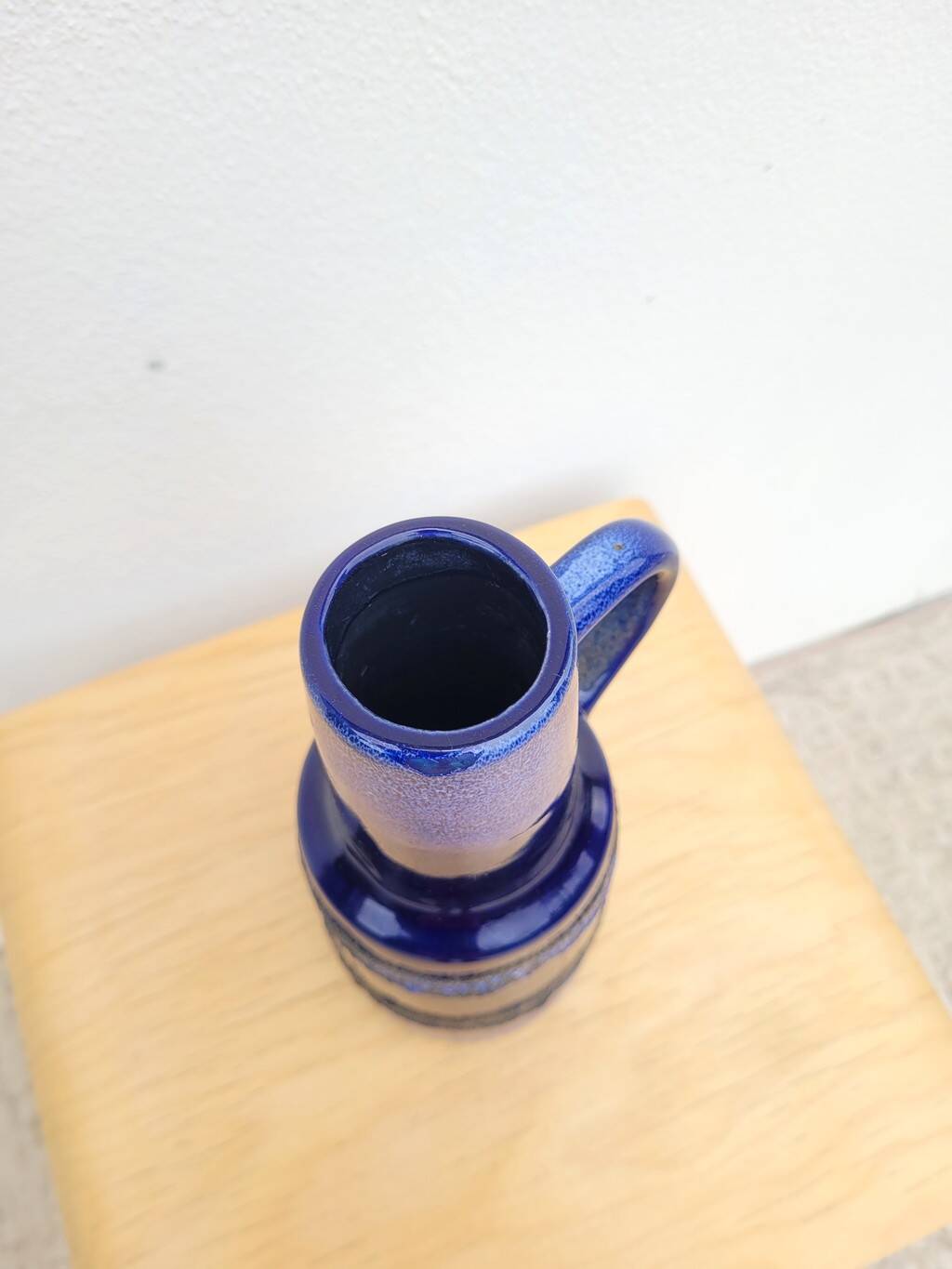 Vintage 70s midnight blue handled vase