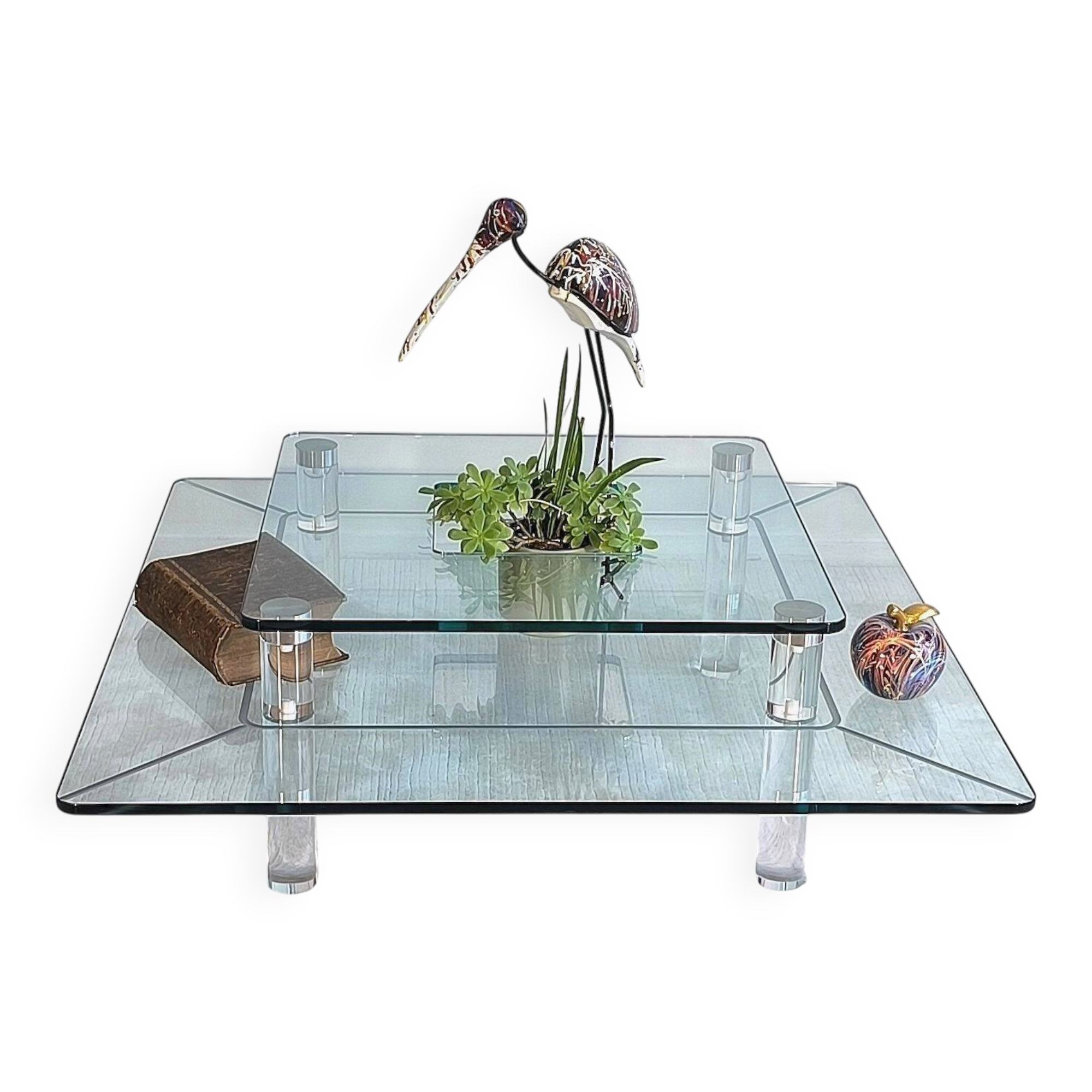 Marais international mtb110 - exceptional coffee table in altuglas & glass
