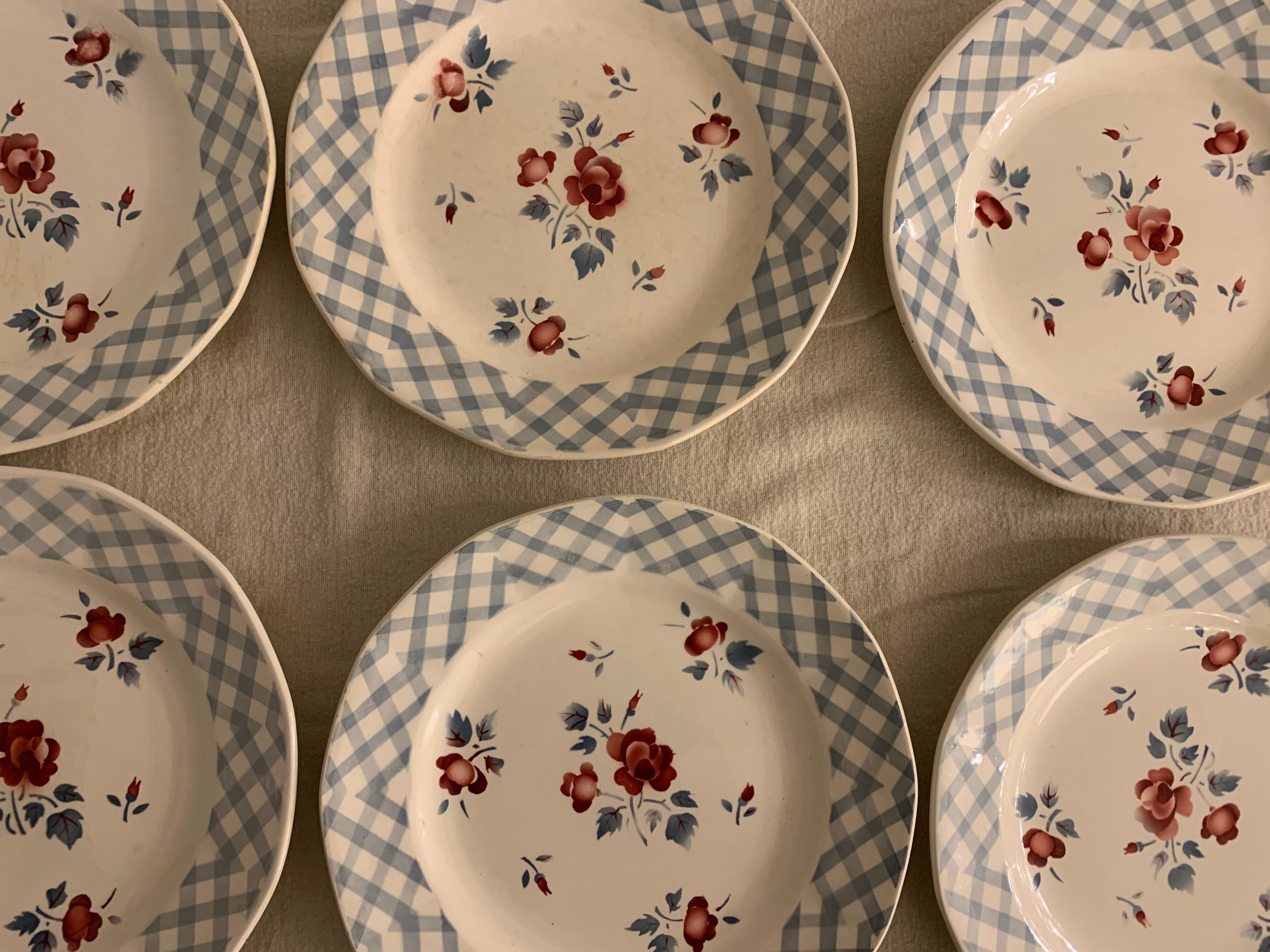 6 dessert plates made of old earthenware Digoin Sarreguemines model Bastia art deco