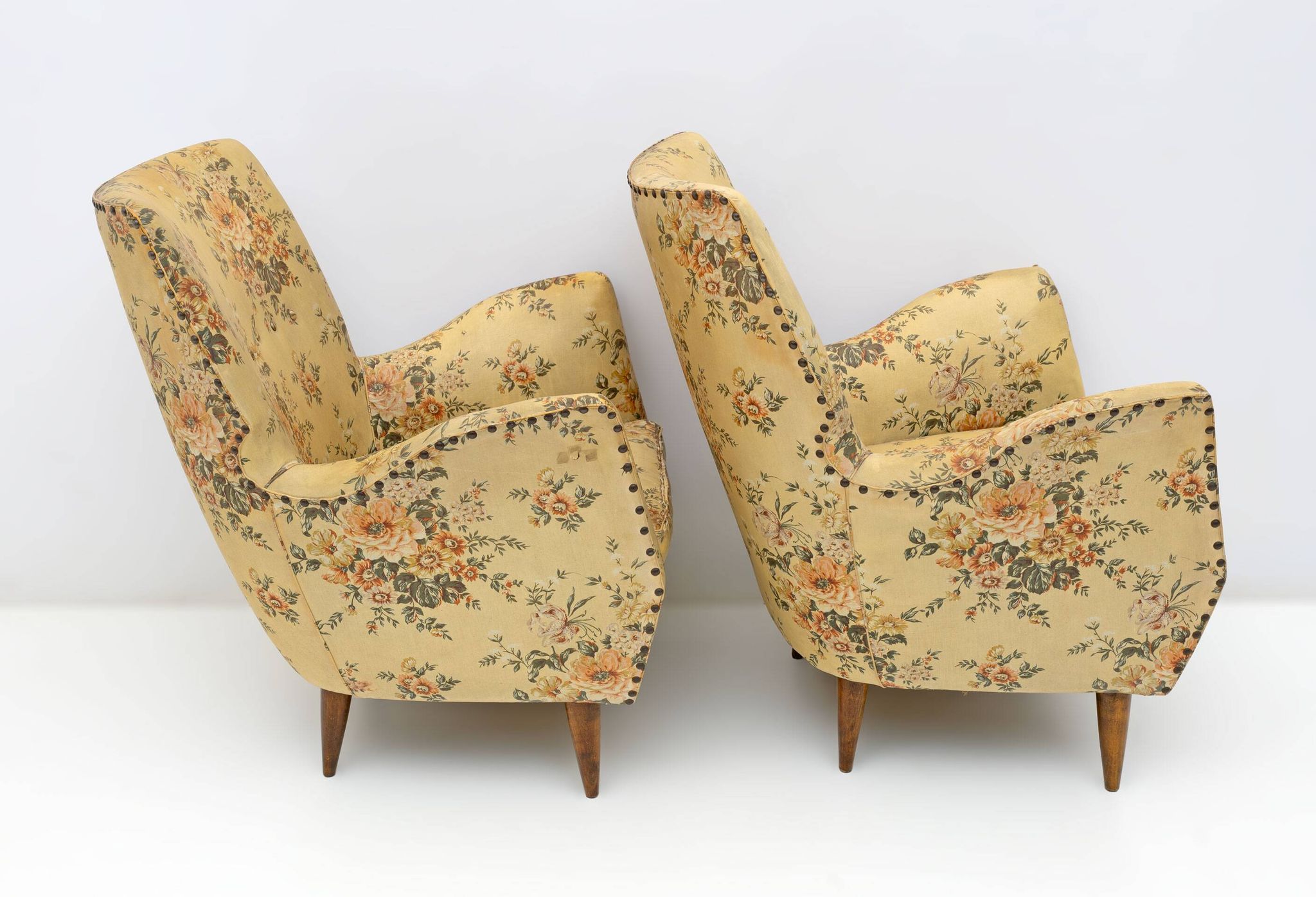 Attributed to Gio Ponti Mid-Century Modern Italian Armchairs by ISA, 1950s
