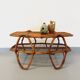 Table basse avec plateau porte-revue en rotin vintage des années 60