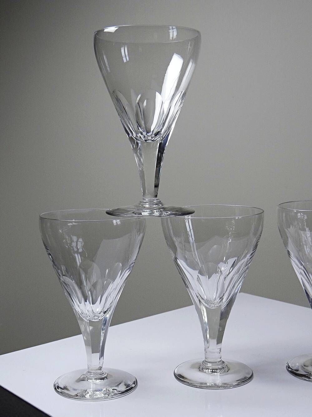 Antique service of 6 cut crystal glasses attributed to Moser, Bohemia.