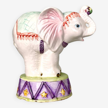 Éléphant de cirque en céramique vintage 1960