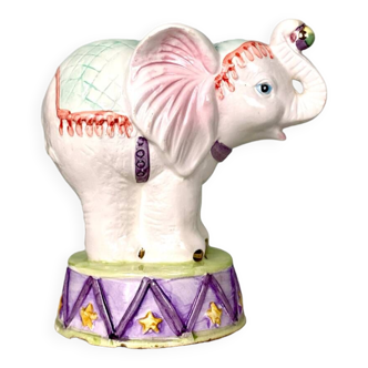 Éléphant de cirque en céramique vintage 1960