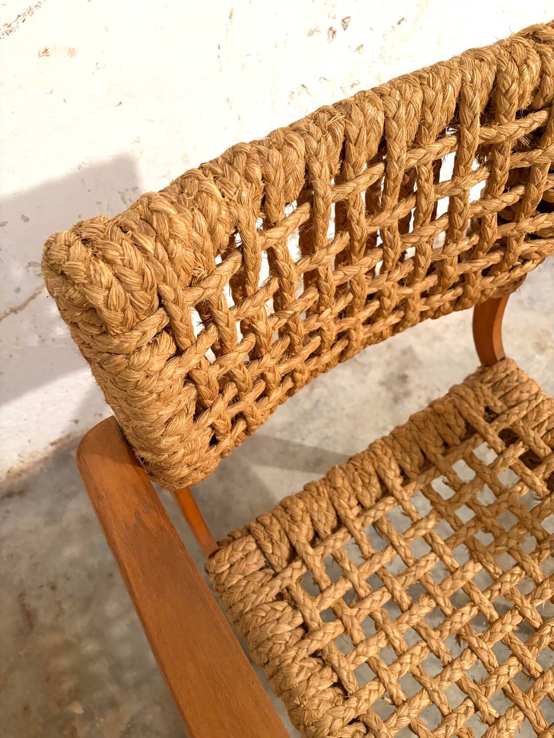 Oak and Rope Arm Chair by Audoux and Minet, Vibo