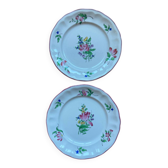 Assiettes dessert Luneville KG décor fleurs roses