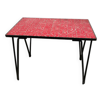 Red ceramic coffee table 50s