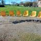 6 chaises de jardin vintage fer et plastic orange