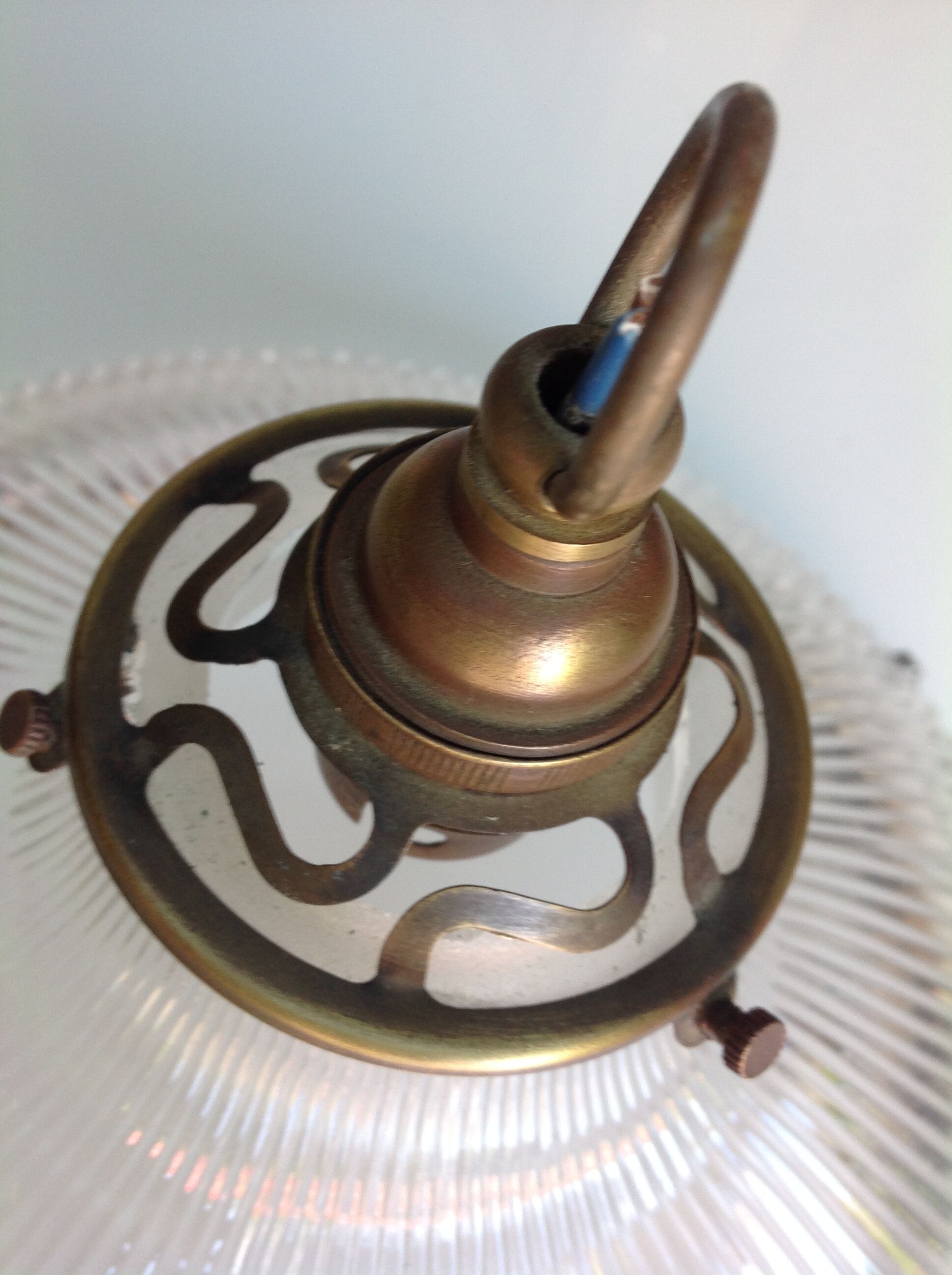 Glass and brass hanging lamp