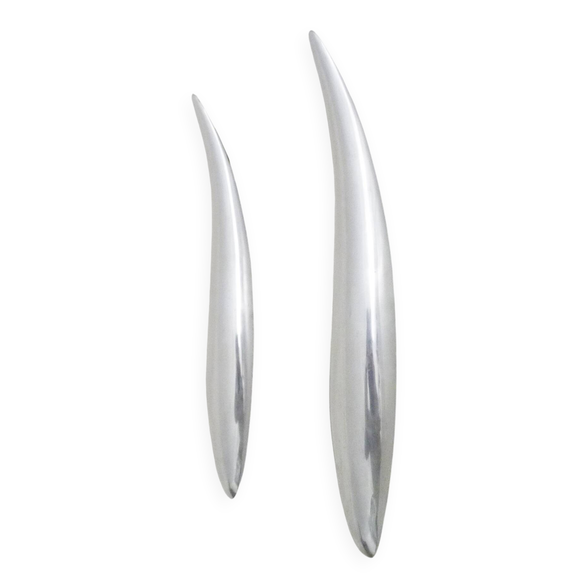 Pair of designer wall sconces in aluminium in the style of Lucien Gau.