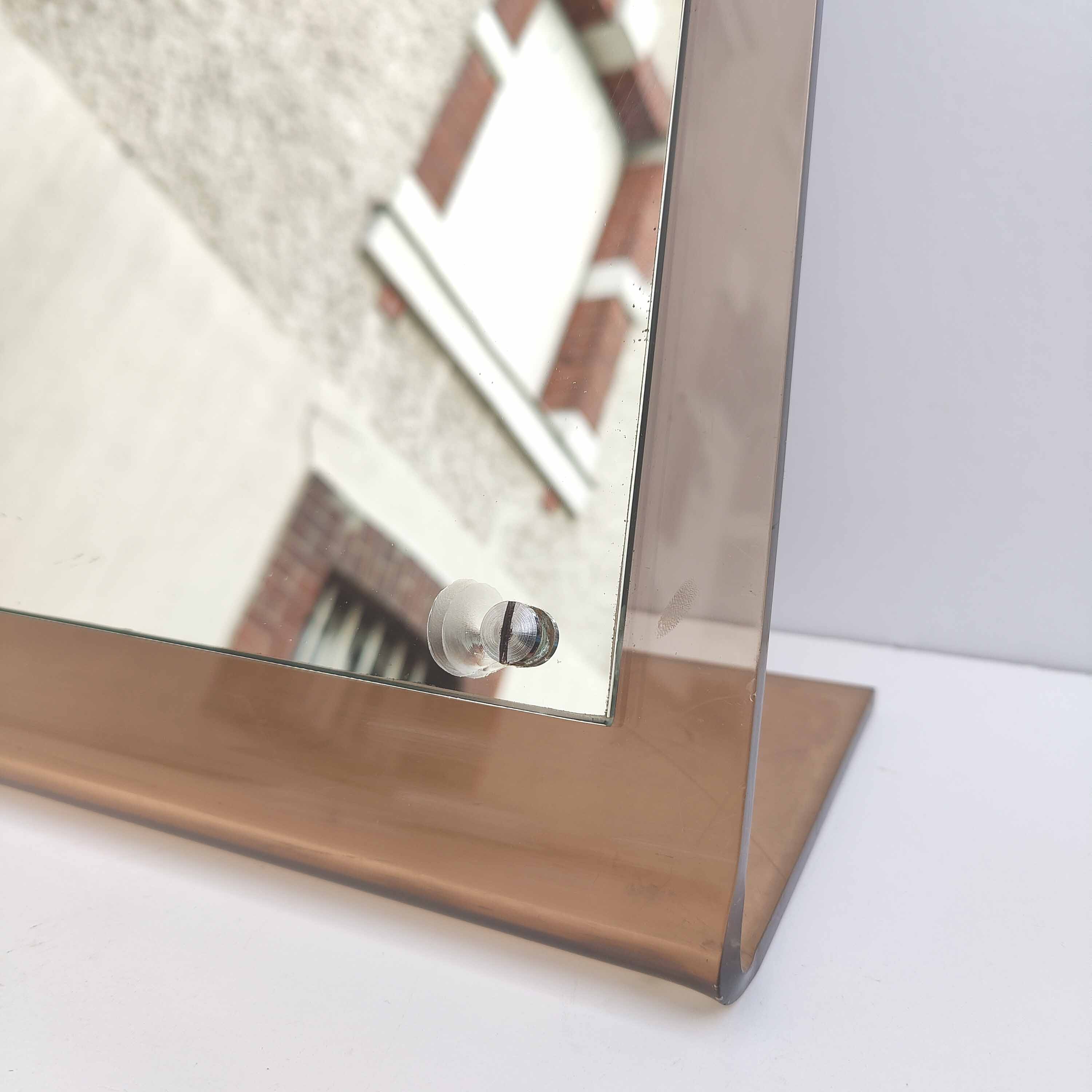 Mirror dressing table inclined plexiglass 70s trapezoid shape