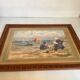 Grand tableau marine pêcheurs bateaux