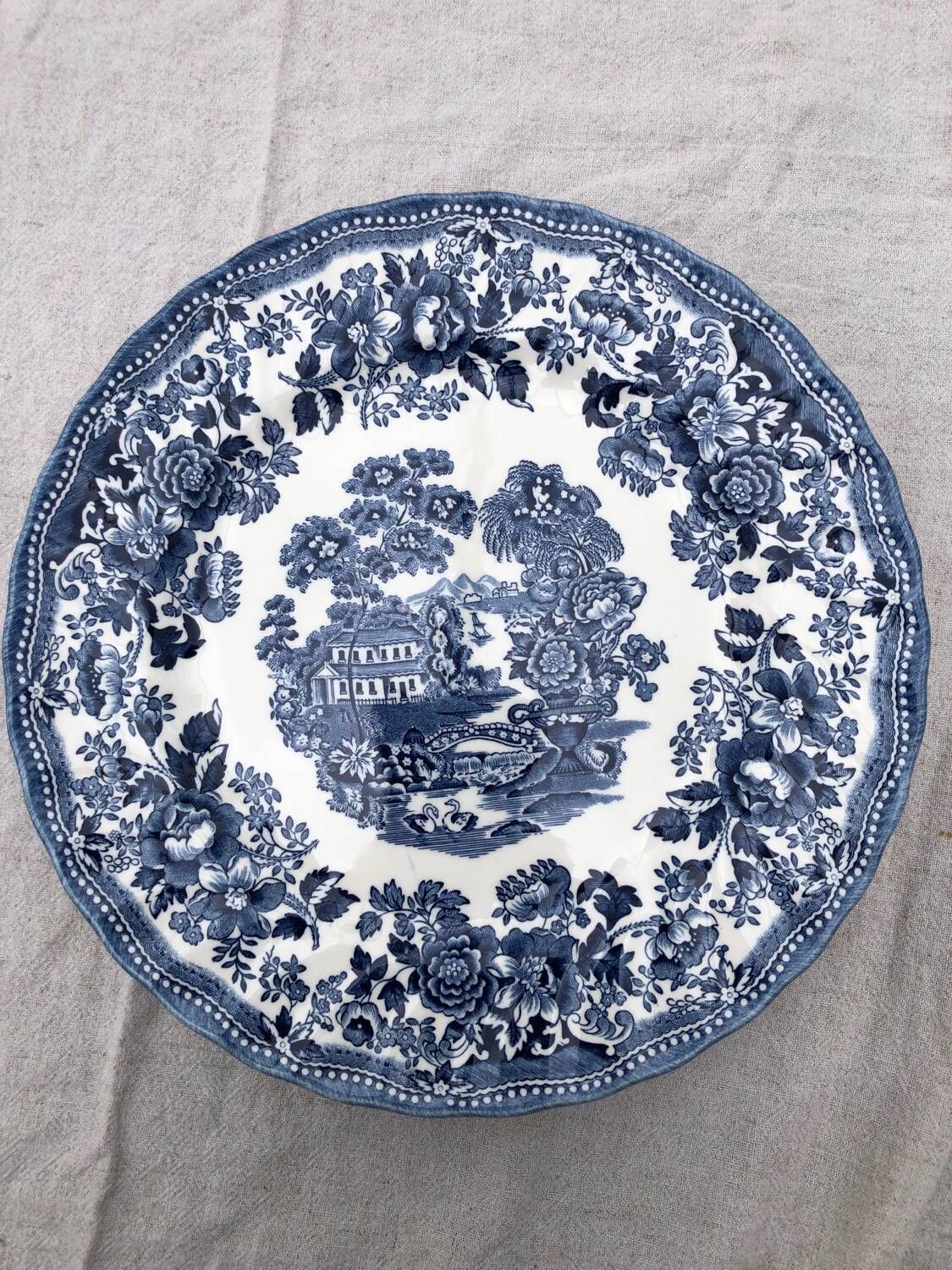4 Churchill Cobalt Blue English Dinner Plates Made in Staffordshire England