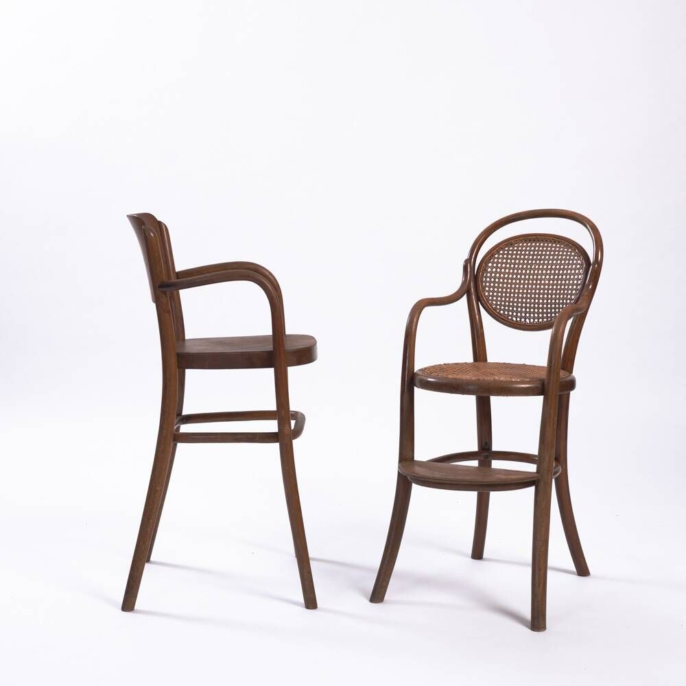 Antique set of Michael Thonet wicker and bentwood childrens chairs, 2