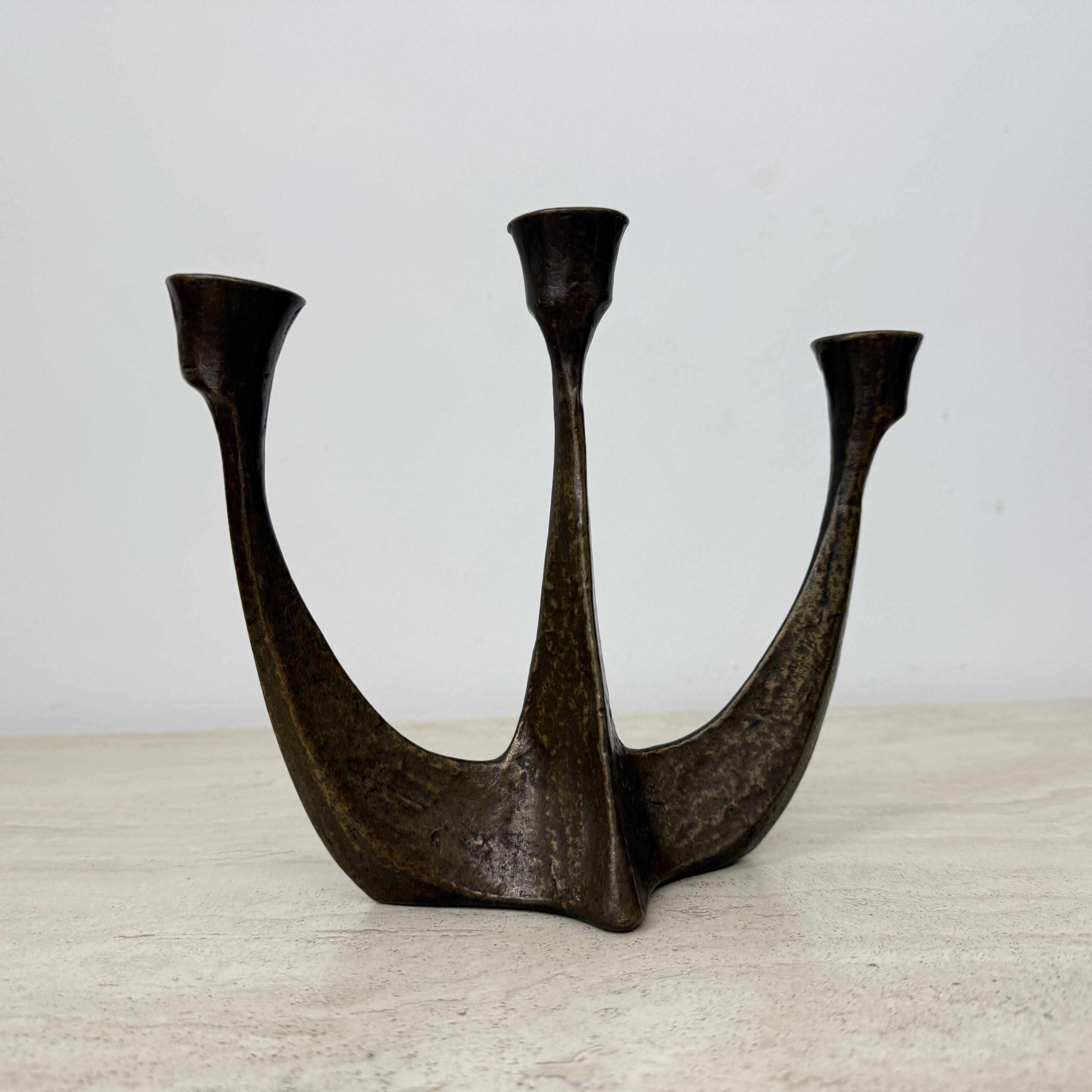 Brutalist bronze candle stick by Horst Dalbeck , 1970s Germany