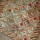 Old american carpet hooked handmade 61cm x 91cm 1900s