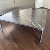 Table basse vintage et moderniste Rolf Benz en marbre et acier